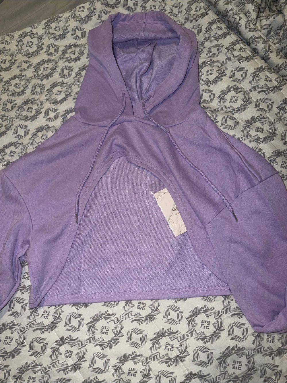 Lilac Hooded Crop Top Hoodie- Women Tops